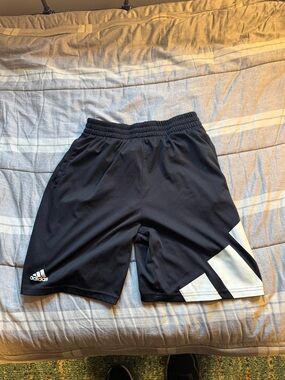 adidas Black Athletic Shorts with White Logo Panels